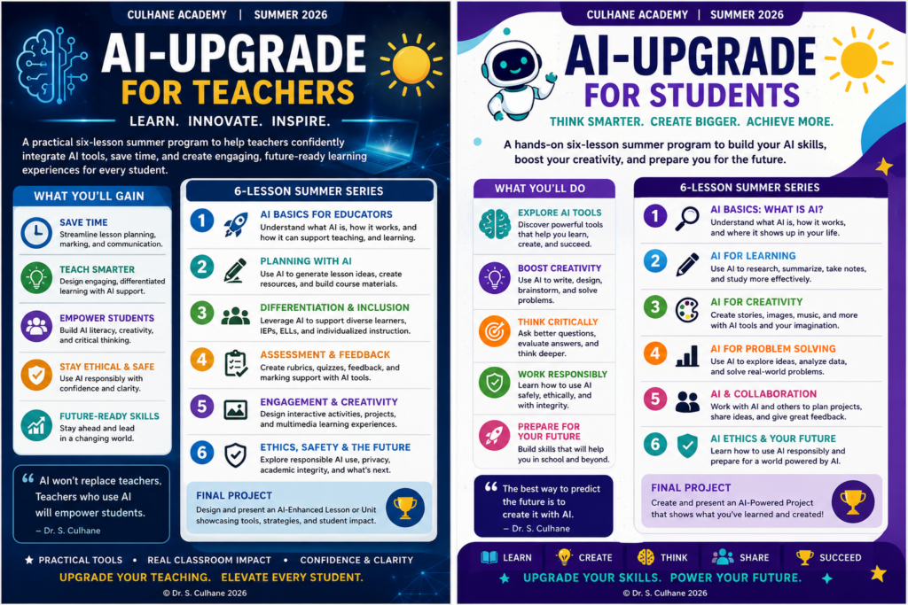 Ai Upgrade - over the summer.  A great way to enjoy some relaxed learning and hit the road running in the fall.  